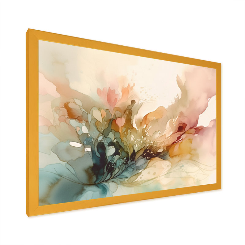 Impressions florales délicates II - Art encadré floral, H 16 po x l 32 po x P 1 po, Cadre doré simple
