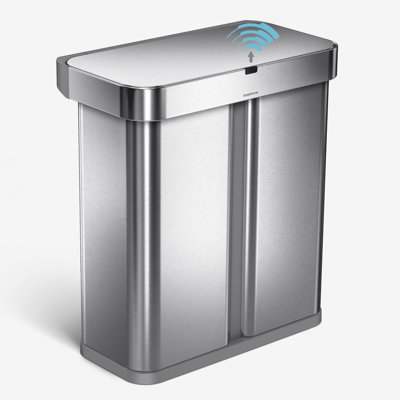 simplehuman 58L sensor recycler with voice and motion control, brushed stainless steel