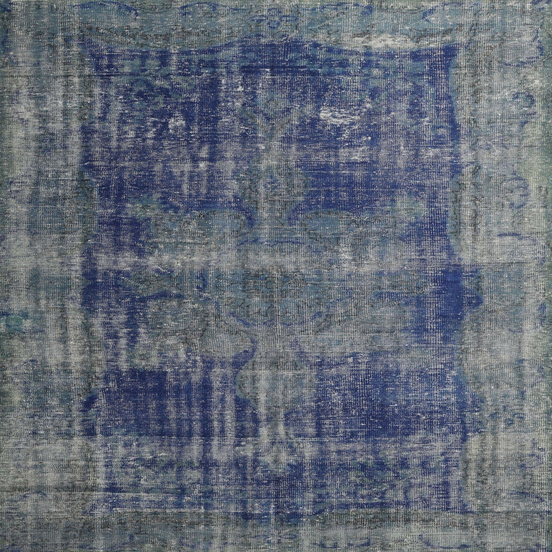 Tapis bleu/gris traditionnel Borodale, Carré 3 pi