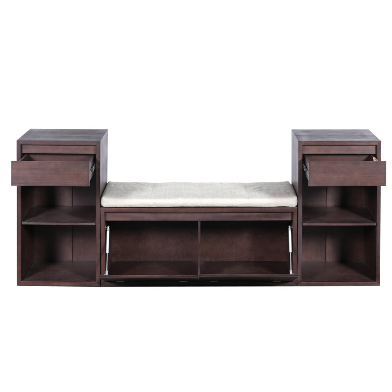 Banc de rangement pour chaussures 77,5 "avec banc et armoire, Espresso