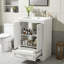 Meuble-lavabo moderne de 24 po avec lavabo en céramique, armoire compacte à 2 portes avec 1 tiroir et poignées argentées, structure en bois d'hévéa, capacité de 300 lb, ensemble central de 4 po, taille de la salle d'eau-1931132813