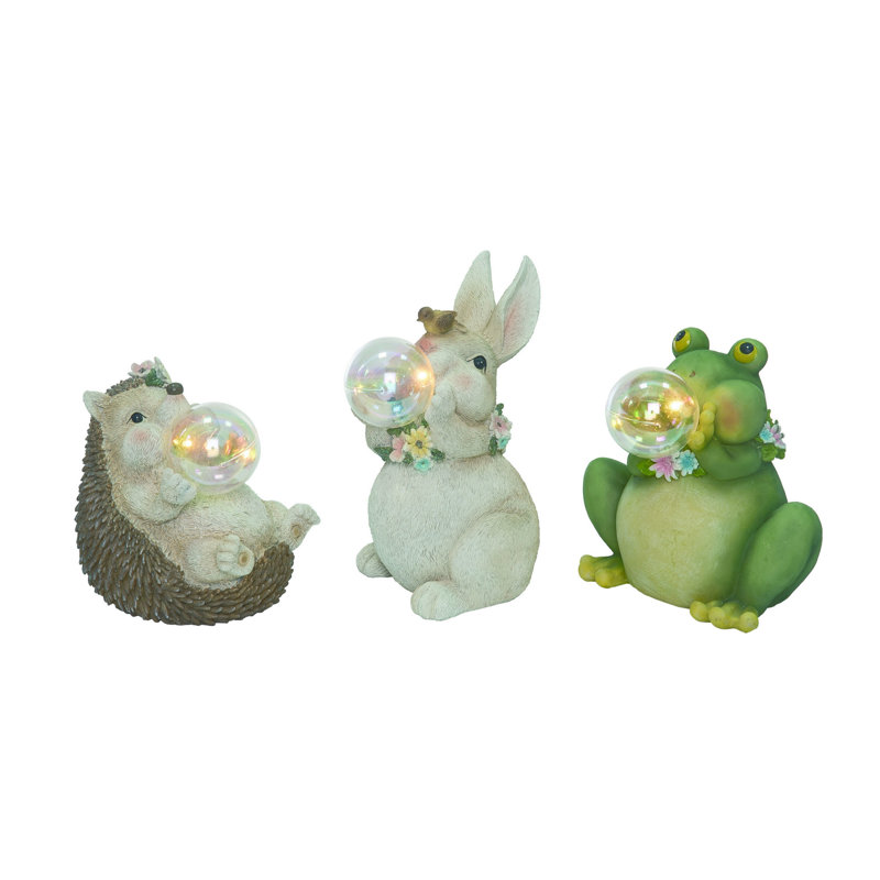 8.75 in. Spring Light Up Bubble Blowing Critters Set of 3