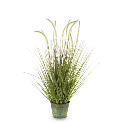 90cm Faux Evergreen Grass in Metal Pot