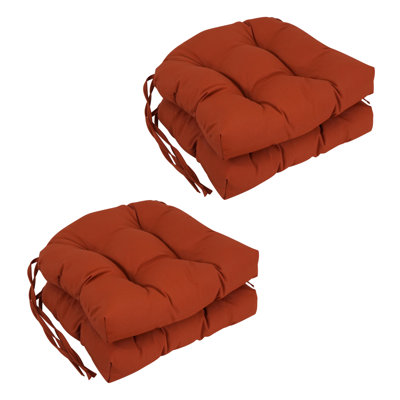 16-Inch Rounded Back Woven Olefin Tufted Outdoor Chair Cushions (Set Of 4)