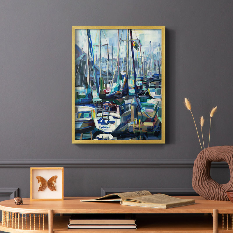 Edmonds Marina, reproduction encadrée - bois massif, Or, H 20 po x l 16 po