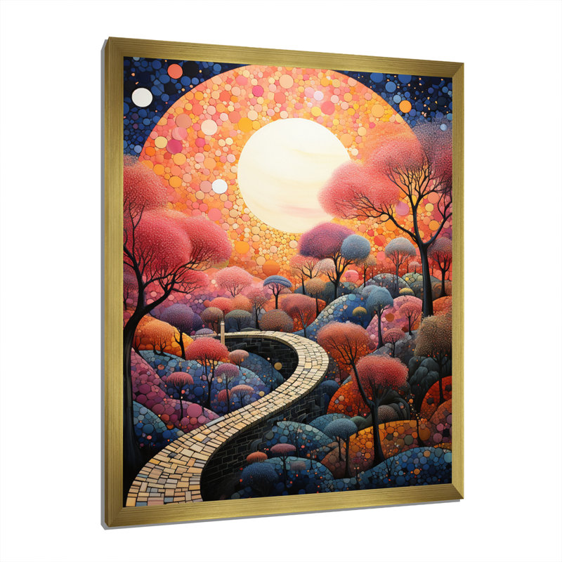 «Dangirutis River Whimsical Thorugh Forest Landscape V», reproduction sur toile, H 32 po x l 24 po, Encadrement doré