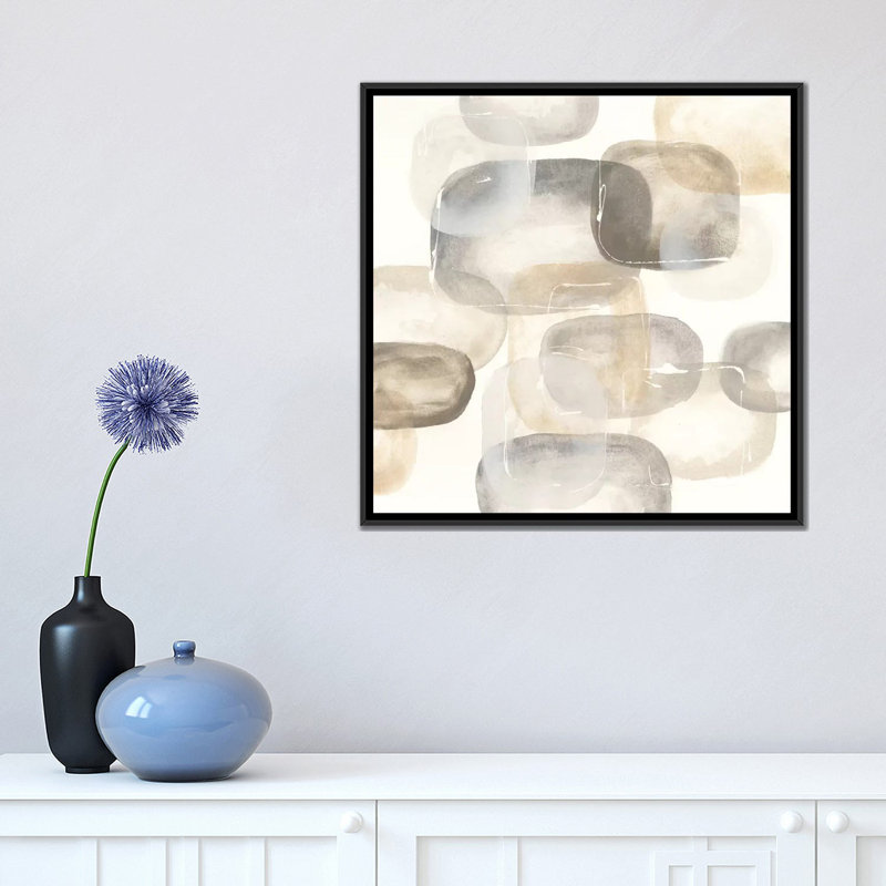 « neutral pierres iv », reproduction d’art sur toile tendue, H 18 po x l 18 po x P 1,5 po, Pas de tapis, Toile encadrée noire