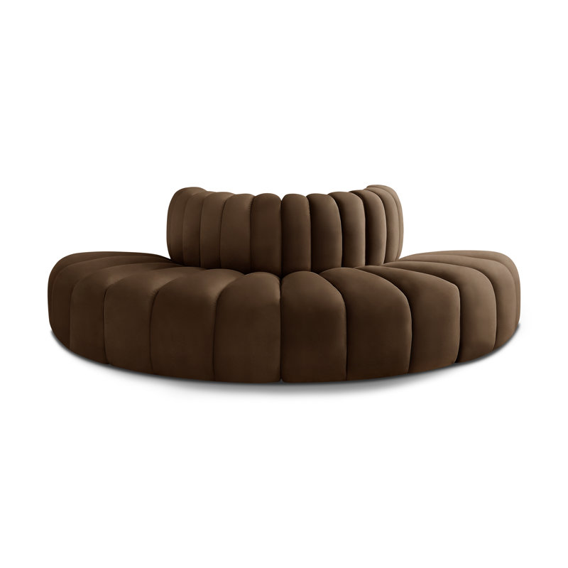 Iyleena Upholstered Sofa & Chaise, Brown Velvet