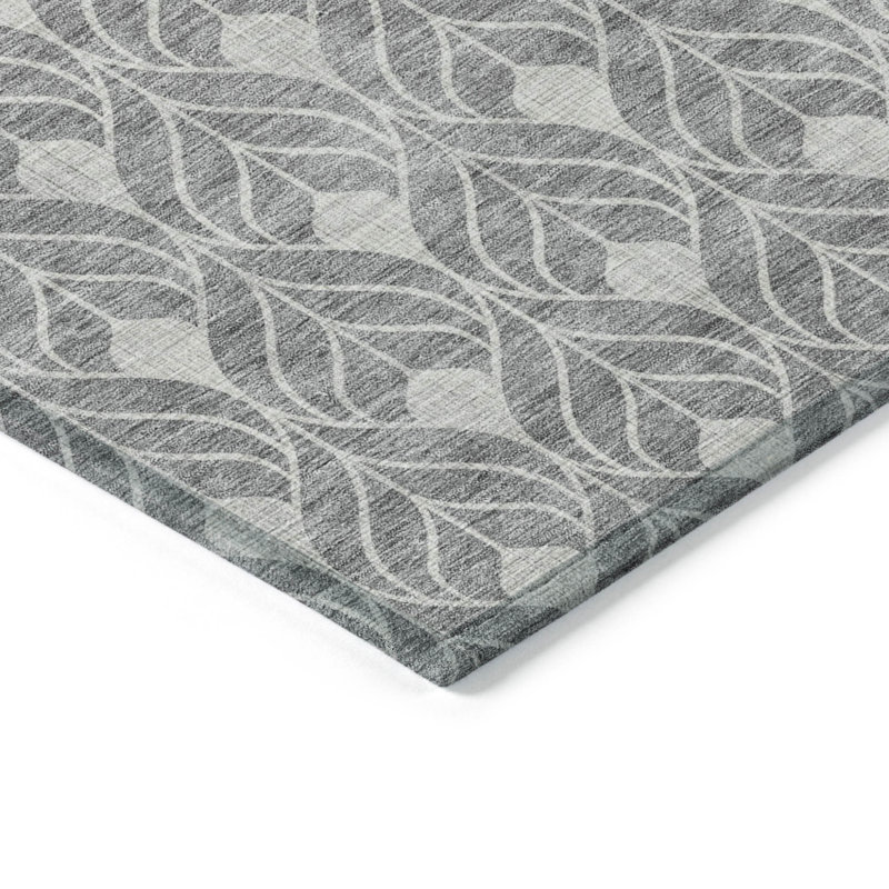 Tapis d'intérieur / extérieur géométrique lavable gris et gris clair HomeRoots 10 pi x 14 pi
