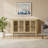 Natural Wood-Colored Farmhouse-Style Sideboard With Wooden Doors, Adjustable Shelves, Suitable For Kitchen, Dining Room, And Living Room.-1947595686