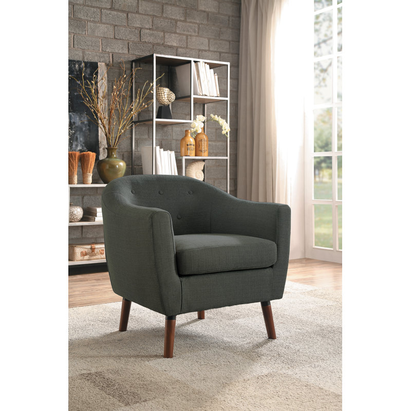 Bradyn Upholstered Barrel Chair, Gray