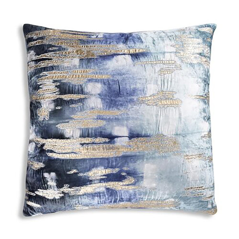 Housse de coussin et insert Boheme, Argent / bleu marine foncé / or, H 20 po x l 20 po, Carré