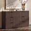 Ensemble de chambre à coucher cannelée 3 pièces avec dessus en faux marbre, commode à 6 tiroirs et tables de chevet à 3 tiroirs-1813608113