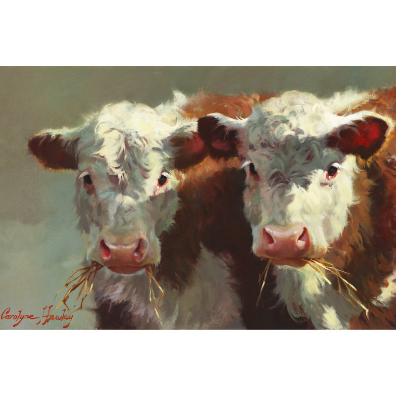 Babson Cow Belles by Carolyne Hawley - Painting, 81cm H x 122cm W, Paper Print