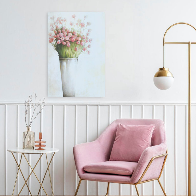Art floral rose printanier rose, H 24 po x l 16 po