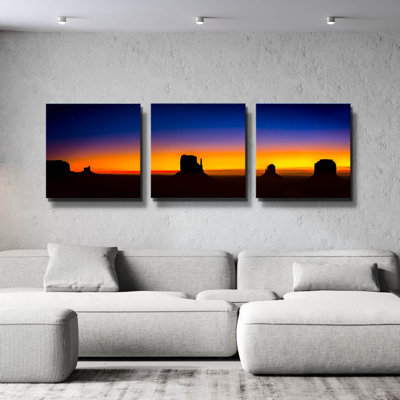 « Lever du soleil dans la vallée », triptyque mural de Jonathan Ross, 78 po x 26 po