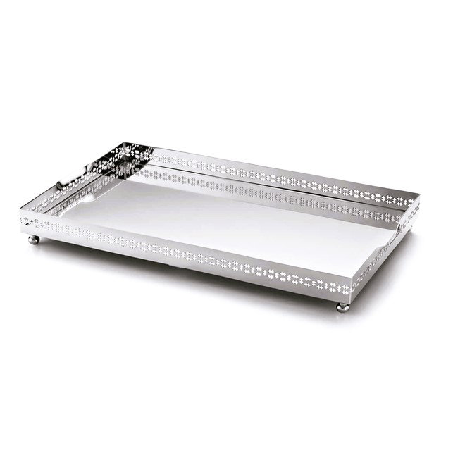 Decorative Tray, 2" H x 16" W x 9" D, Chrome
