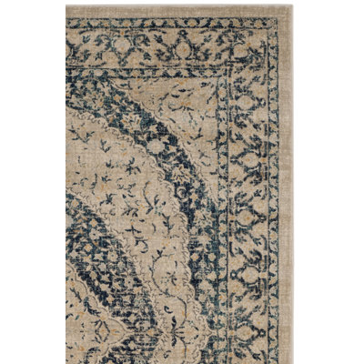 Annette Oriental Beige/Navy Area Rug
