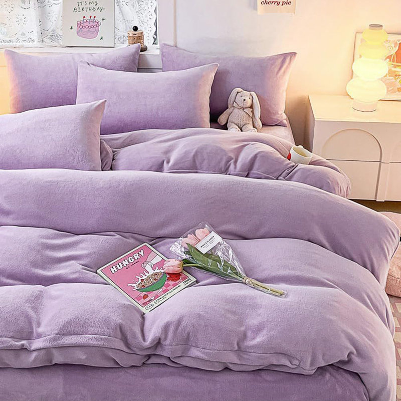 Ensembles de literie en flanelle d'hiver, rose, rose, doux, moelleux, moelleux, moelleux et moelleux