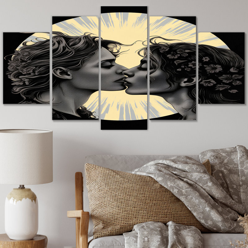 Bernard - Couple, reproduction d'art mural - 5 panneaux