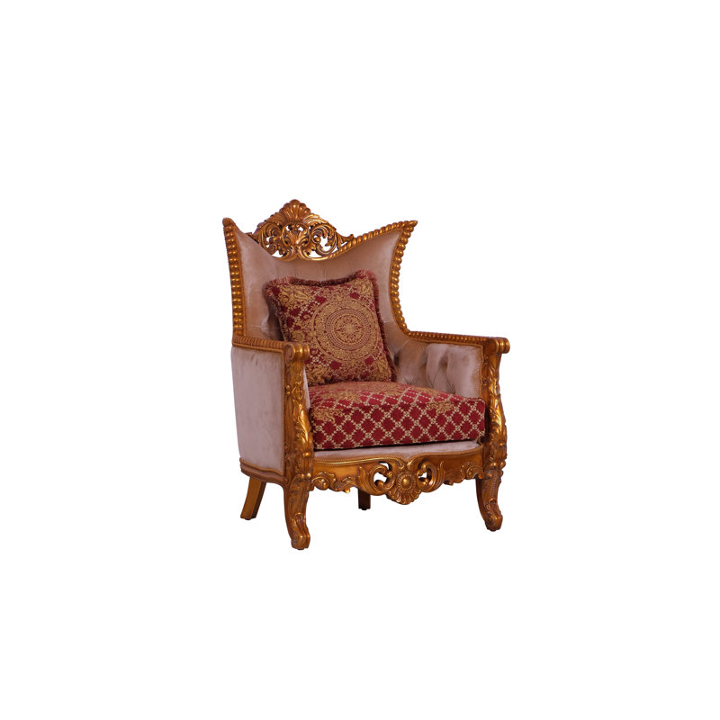 Fauteuil de 41 po de largeur Modigliani, Rouge / Bourgogne / Or