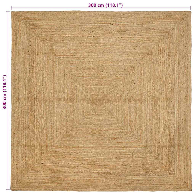 Linen Hand Hooked Area Rug, Square 300 cm