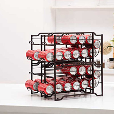 Ensemble de 4 paniers de rangement en métal à 2 niveaux pour garde-manger, armoire de cuisine, comptoir pour conserves, boissons gazeuses, bronze (L 16,9 po x l 5,9 po x H 17 po)