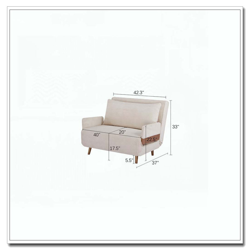 Fauteuil d'appoint rembourré convertible, Beige