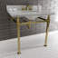 Lavabo console en marbre Carrara de 36 pouces avec pieds en acier inoxydable Kingston Monarch Kingston (8 pouces, 3 trous)-51154833