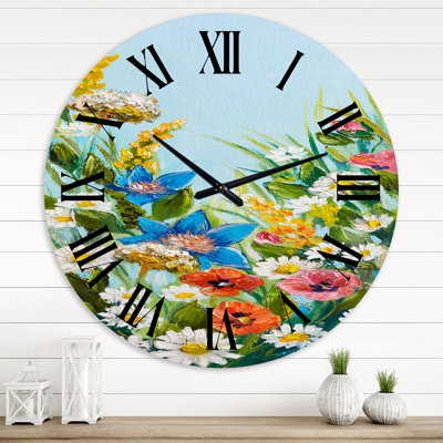 Nature morte aux fleurs sauvages colorées I - Horloge murale traditionnelle