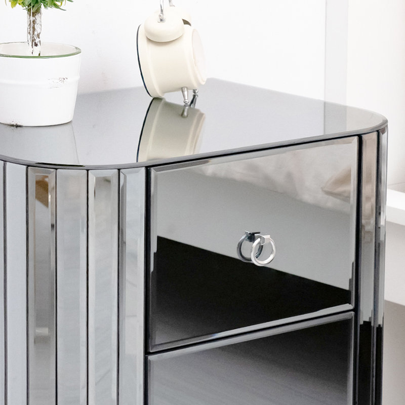 Table de chevet 2 tiroirs Derita, gris
