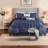 Elegant Navy Bedding Sets, Premium Polyester Comforter, Modern Bedroom