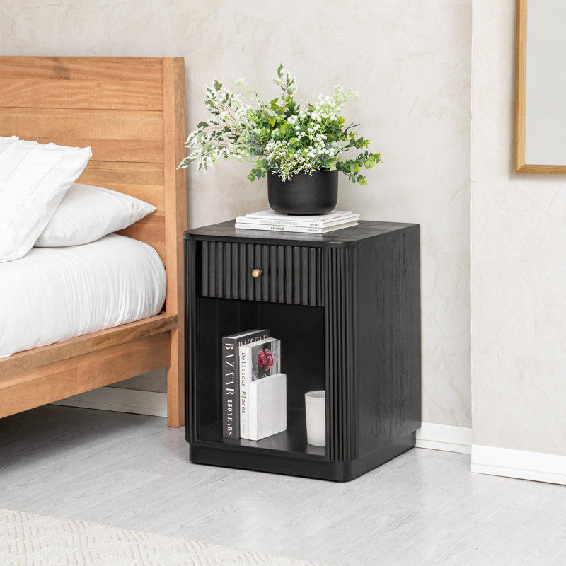 Centro Stiles Solid Wood 20" Nightstand, Black