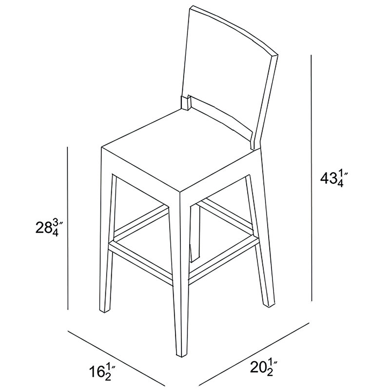 Arden Outdoor Bar Stool, Spectrum Indigo Sunbrella®, Chestnut, 28.75"