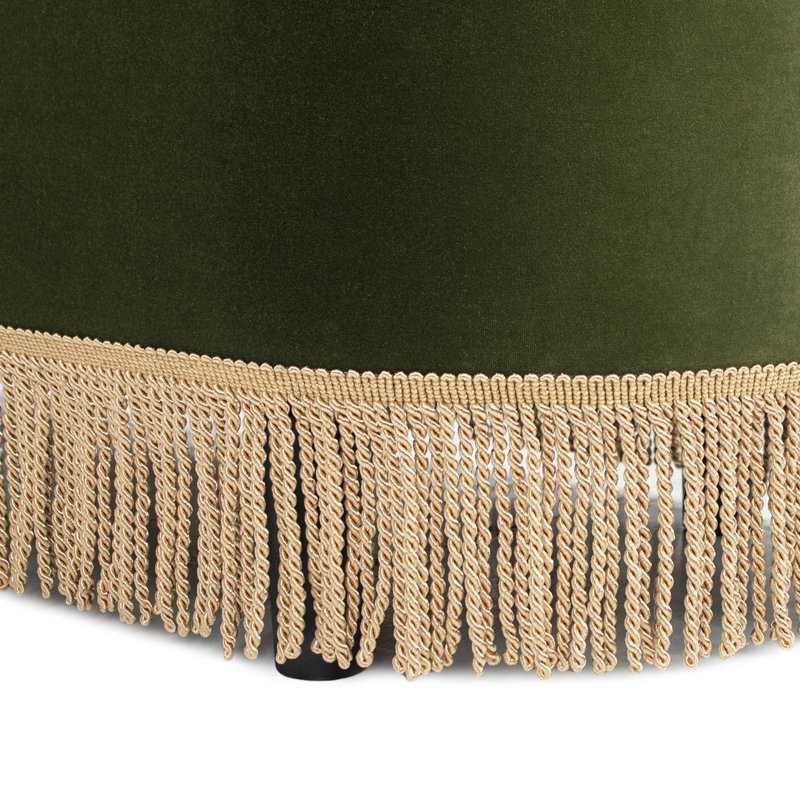 Banc de rangement ovale capitonné Bullion, Velours vert olive