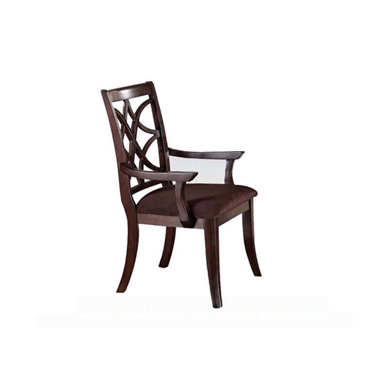 Chaise avec accoudoirs l 26,40 po (ensemble de 2), microfibre brune et noyer foncé