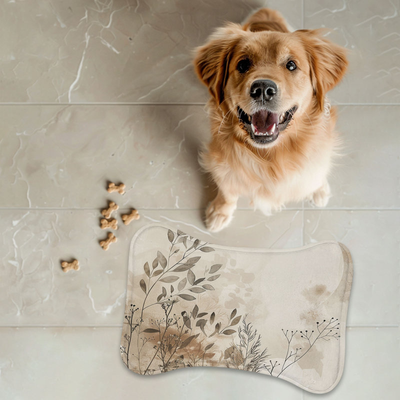 Neutral Wabi Sabi Patterns - 1 Piece Bone Shape Feeding Mat