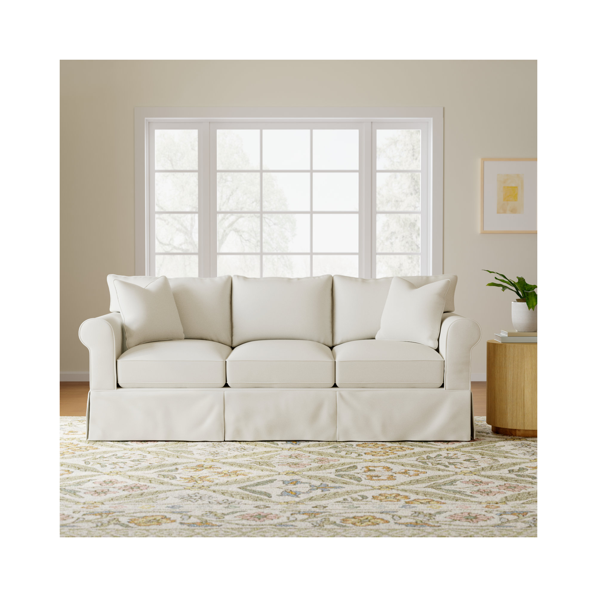 Amari 89'' Upholstered Sofa, Classic Bleach White
