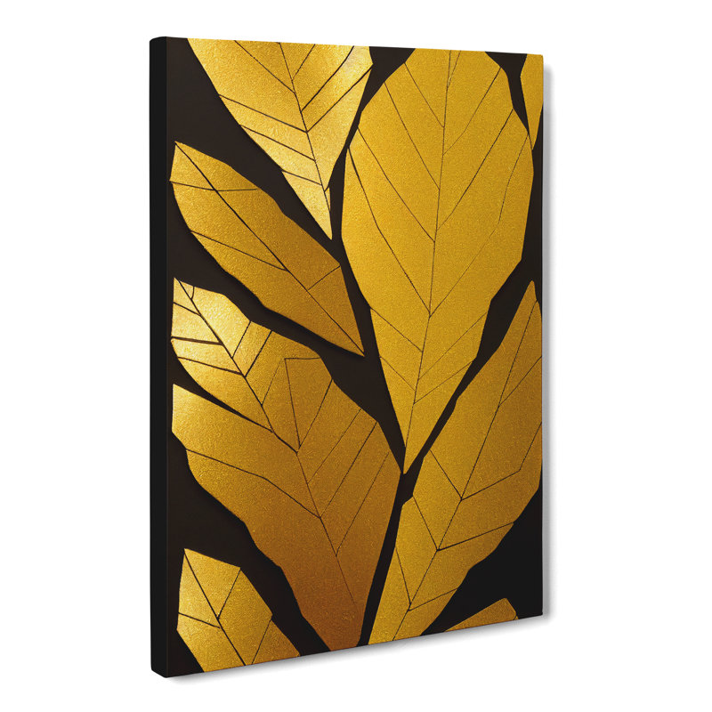 Golden Leaf Vol.1 - Wall Art, 76cm H x 50cm W x 3cm D, Wrapped Canvas