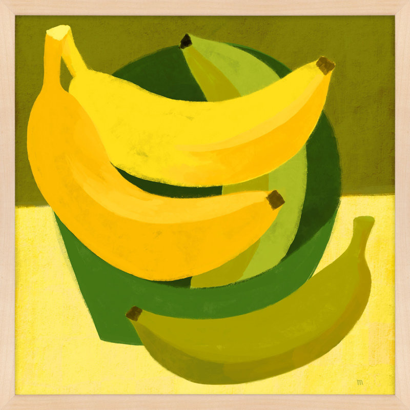 Sula Bananas - Painting on Paper, H 16 po x l 16 po x P 1,25 po, Érable
