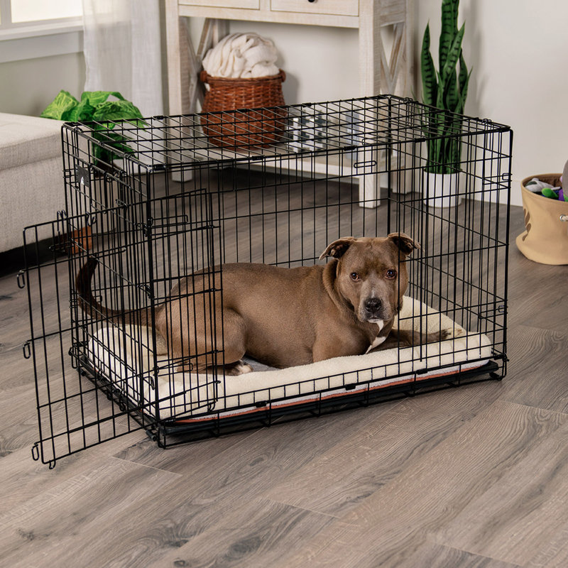 Cream Faux Lambswool Bolster Crate Pet Bed, Large