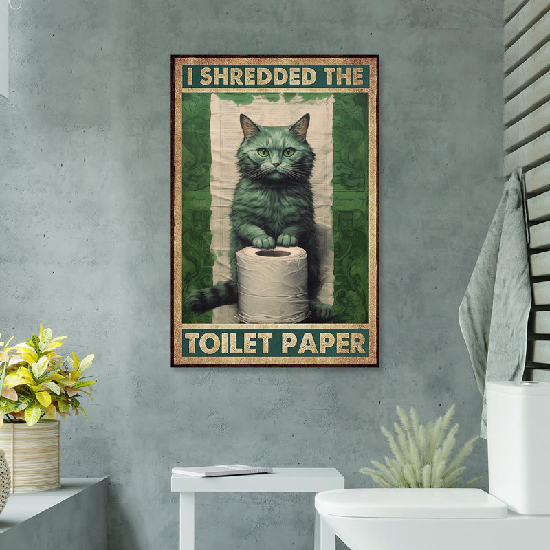 Papier de toilette Green Cat - 1 pièce, impression sur toile tendue, H 36 po x l 24 po x P 1,25 po