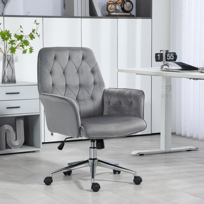 Velvet Desk Chair, Grey