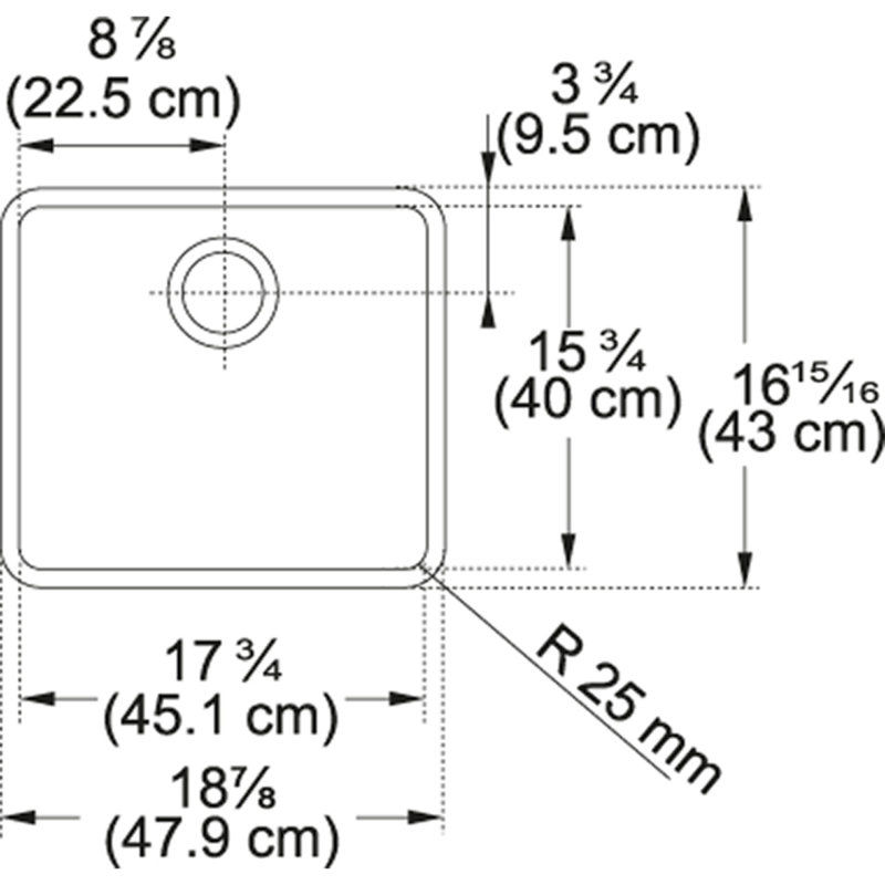 Évier de cuisine encastrable l 19 po x l 17 po Kubus