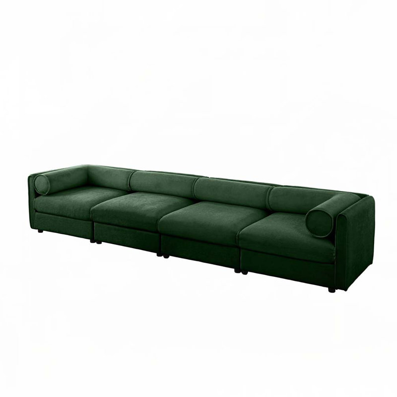 Canapé en chenille, H 27,9 po x l 142,5 po x P 37,4 po, 4, Vert