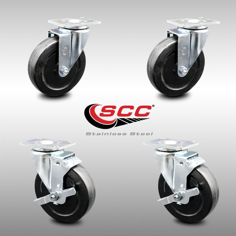 4 Piece Hard Rubber Swivel Caster Set