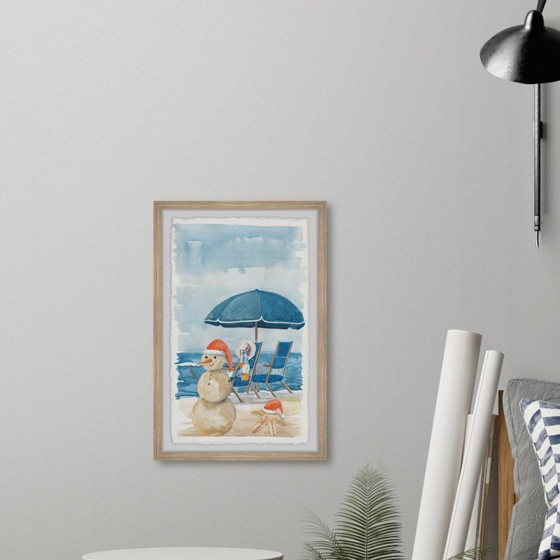 Sandy Snowman - Single Picture Frame Painting, 61cm H x 41cm W x 3.81cm D