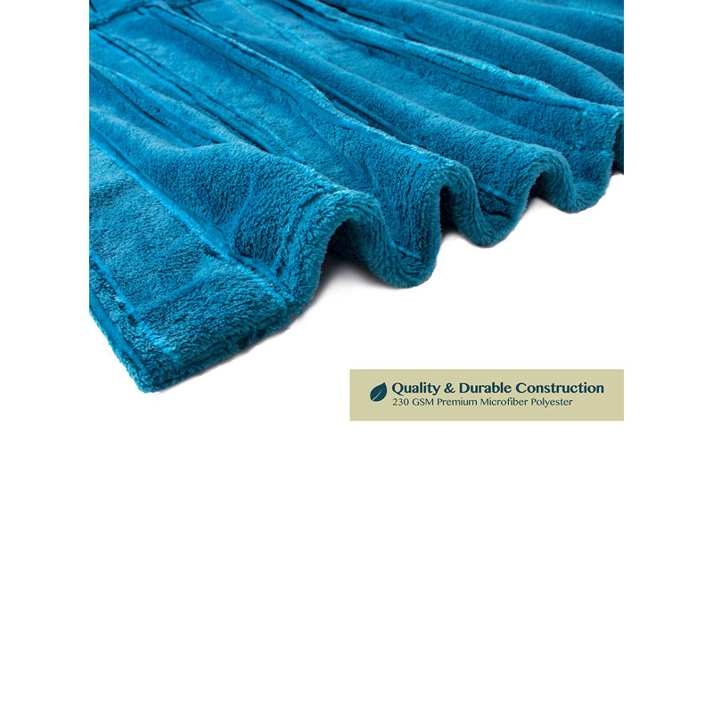 Peignoir mi-mollet en molleton avec poches, P / M, Bleu mer