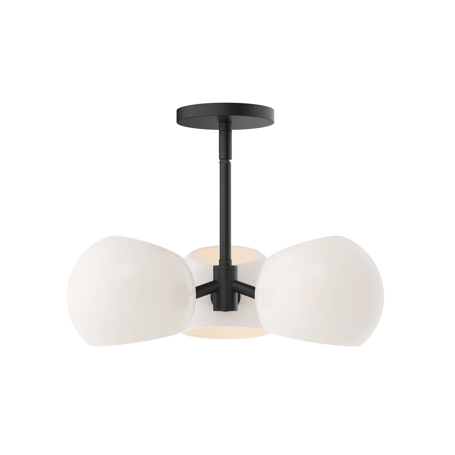 Willow 3 Light Glass Pendant, Matte Black, Opal