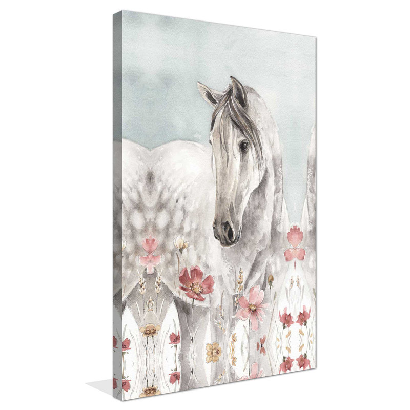 «Wild Horses I Crop», reproduction d'art sur toile, H 51,5 po x l 31,5 po x P 2 po, Cadre flottant argent